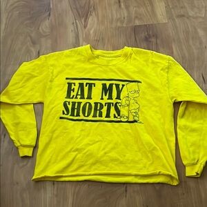 Yellow Long Sleeve cropped Tee with Graphic Print